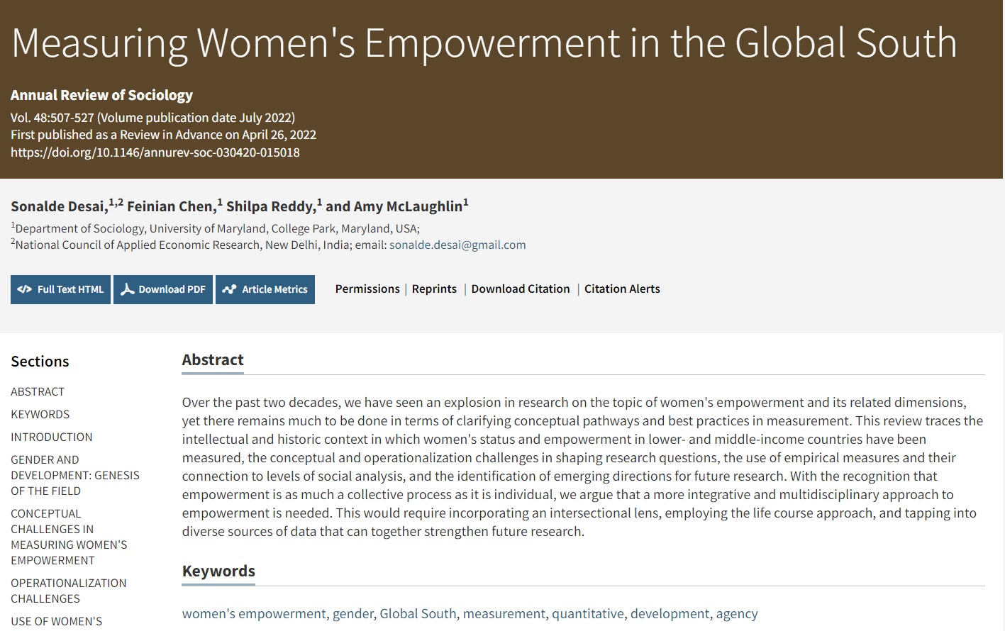 Measuring Women’s Empowerment in the Global South