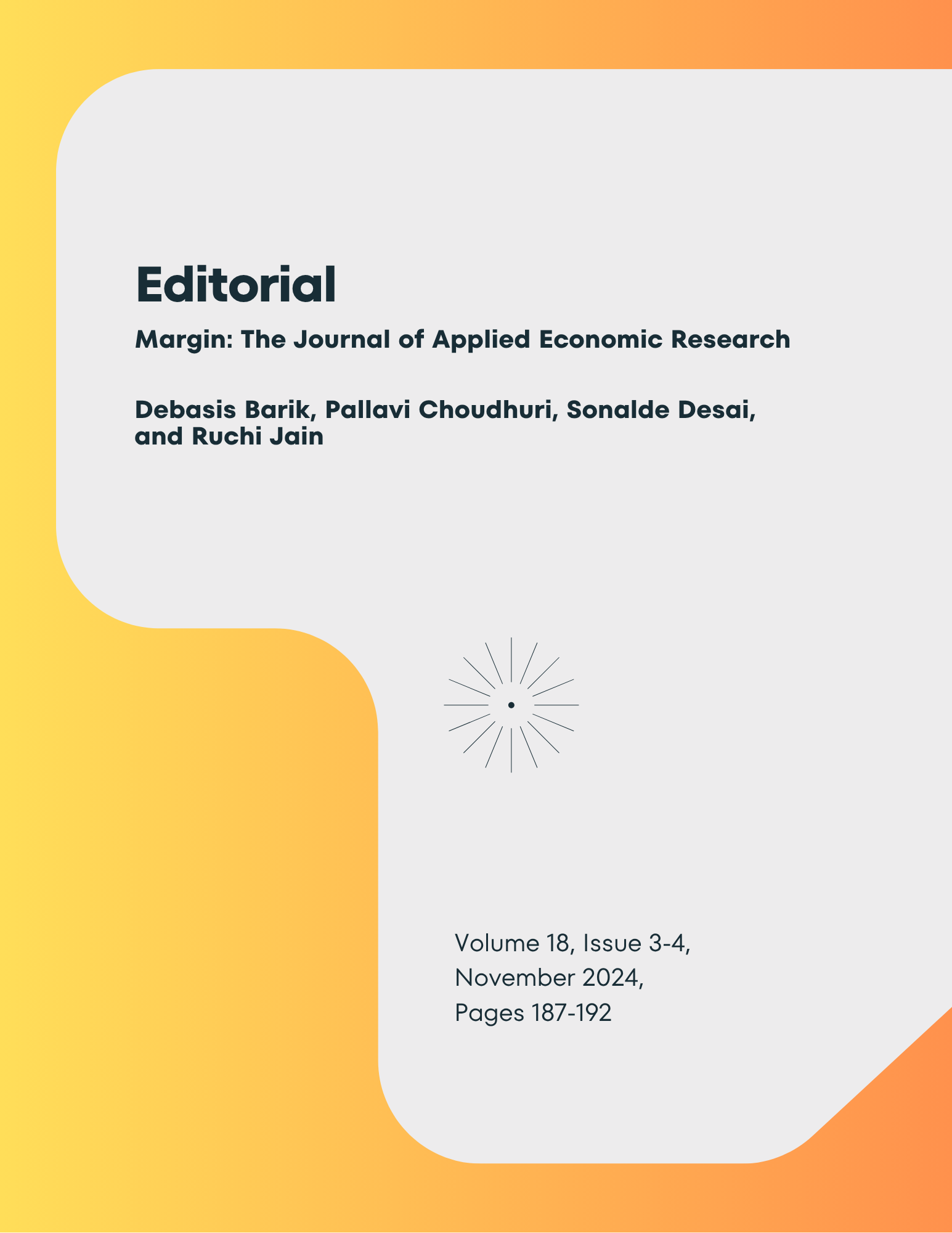 Editorial – Margin: The Journal of Applied Economic Research, Volume 18, Issue 3-4, August–November 2024